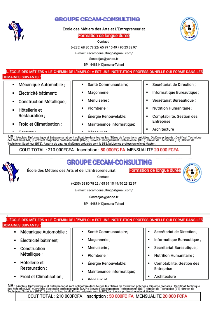 Cadres et Agents du Secteur Public et Privé, Chômeurs, Diplômés sans Emplois, le Centre International, de Formation et de Recyclage, Filiale du Groupe CECAM-SONSULTING vous propose des Offres de Formations dans les domaines .